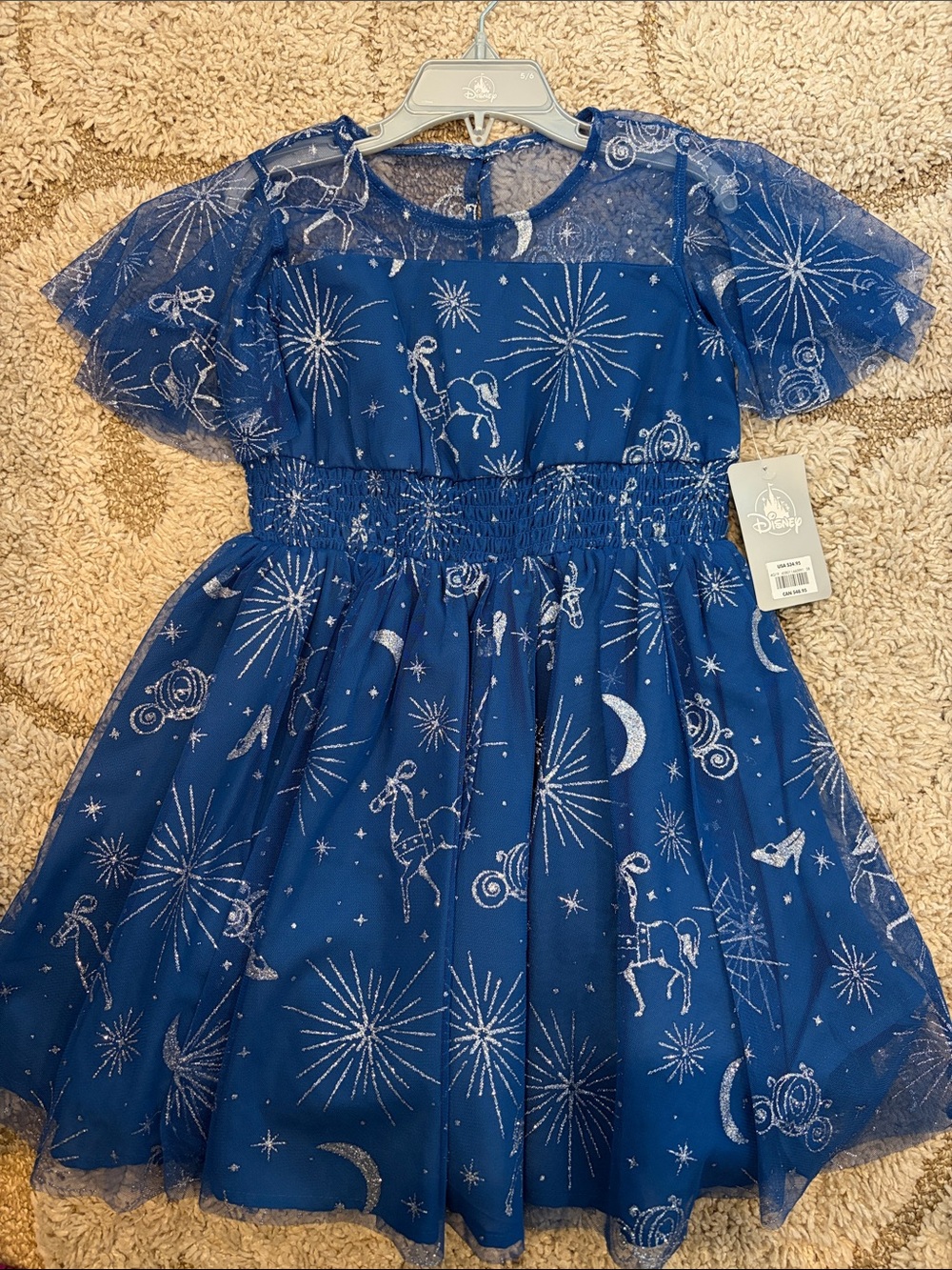 Disney Blue Sparkle Cinderella Carousel Tulle Dress Size 5/6